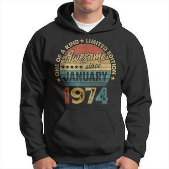 50 Years Old January 1974 Vintage Retro 50Th Birthday Hoodie | Mazezy