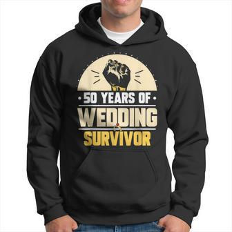 50 Years Of Wedding Survivor Wedding Anniversary Marriage Hoodie - Thegiftio UK