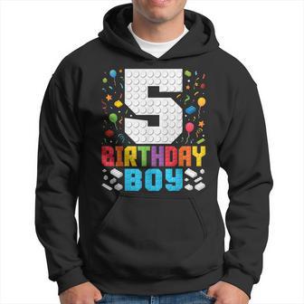 5Th Birthday Boys Master Builder Five Years Blocks Building Hoodie - Seseable