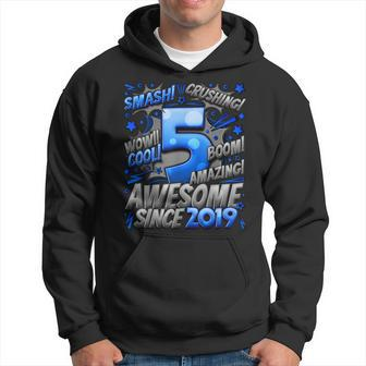 5Th Birthday Comic Style Awesome Since 2019 5 Year Old Boy Hoodie - Seseable