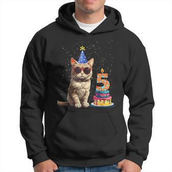 5Th Birthday Cute Cat 5 Years Old Bday Party Kitty Cat Lover Hoodie - Seseable