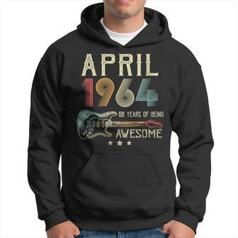 60Th Birthday Guitar Lover Vintage April 1964 60 Year Old Hoodie | Mazezy