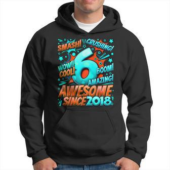 6Th Birthday Comic Style Awesome Since 2018 6 Year Old Boy Hoodie - Thegiftio UK