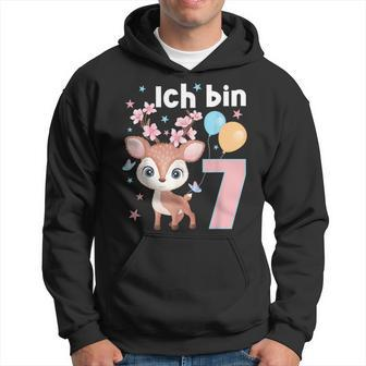 7 Jahre Alt Ich Bin 7 Hirsch Deer 7Th Birthday Black Hoodie - Seseable