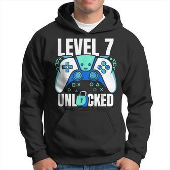 7 Year Old Gamer Gaming 7Th Birthday Level 7 Unlocked Hoodie - Seseable