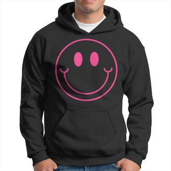70S Cute Pink Smile Face Peace Happy Smiling Face Hoodie - Seseable
