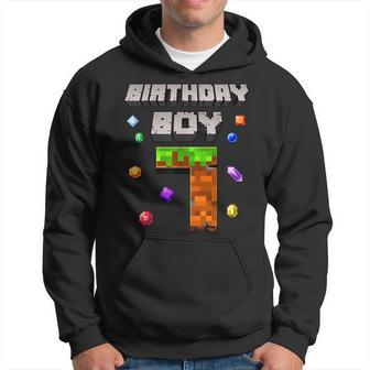 7Th Birthday Boy 7 Video Gamer Pixel Number Seven Bday Party Hoodie - Monsterry DE