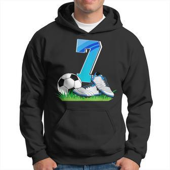 7Th Birthday Football Soccer 7 Years Old Boys Hoodie - Seseable