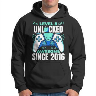 8 Year Old Gamer Gaming 8Th Birthday Level 8 Unlocked Hoodie - Thegiftio UK