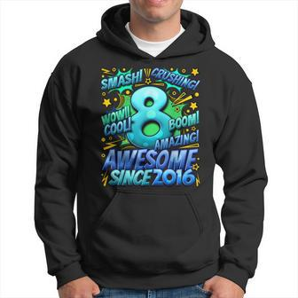 8Th Birthday Comic Style Awesome Since 2016 8 Year Old Boy Hoodie - Monsterry