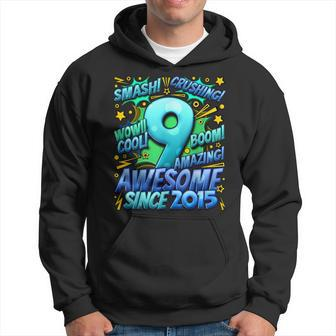 9Th Birthday Comic Style Awesome Since 2015 9 Year Old Boy Hoodie - Monsterry