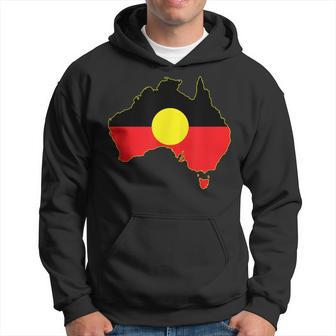 Aboriginal Flag In Map Of Australia Hoodie - Thegiftio UK