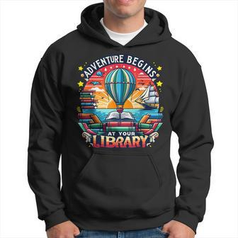 Adventure Begins At Your Library Summer Hot Balloon 2024 Hoodie | Mazezy DE