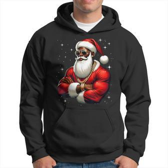 African American Santa Claus Family Christmas Black Hoodie - Monsterry UK