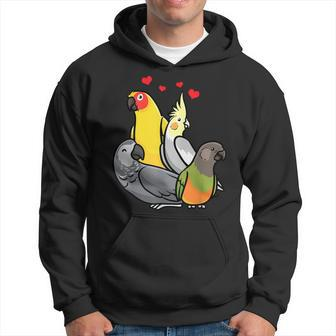 African Grey Cockatiel Sun Conure Senegal Parrot With Hearts Hoodie - Monsterry CA
