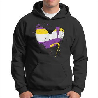 Agender Paintsplash Heart For Non-Binary Pride Flag Hoodie - Monsterry AU