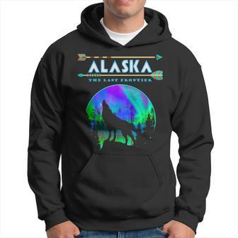 Alaskan Wolf Alaska State Pride Alaska Northern Lights Hoodie - Monsterry UK