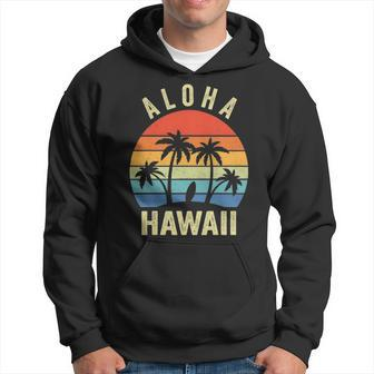 Aloha Hawaii Hawaiian Island Palm Beach Surfboard Surf Hoodie | Mazezy