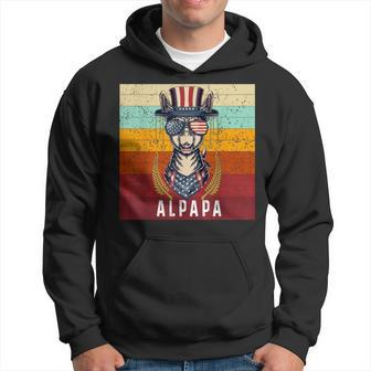 Alpapa Fan Llama Fan Lover Father's Day & 4 July Usa Flag Hoodie - Thegiftio UK