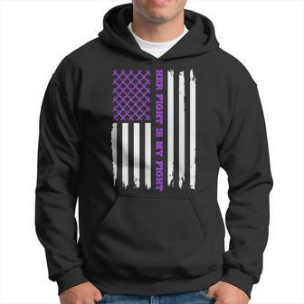 Alzheimer American Flag Her Fight Is My Fight Purple Hoodie - Monsterry