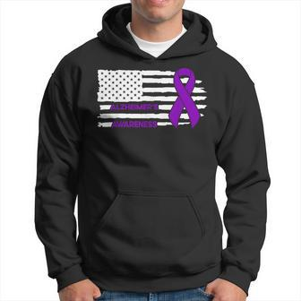 Alzheimer's Awareness Alzheimer's Flag Purple Ribbon Hoodie - Monsterry