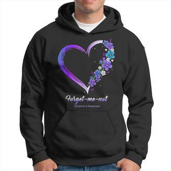 Alzheimer‘S Awareness Forget Me Not Heart Purple Ribbon Hoodie - Thegiftio UK