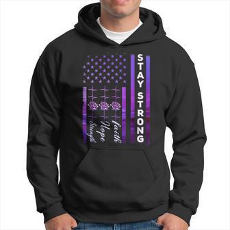 Alzheimer's Awareness Purple Ribbon Distressed American Flag Hoodie - Monsterry CA