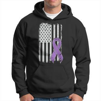 Alzheimers Awareness Usa American Flag Alz Dementia Ribbon Hoodie - Monsterry DE