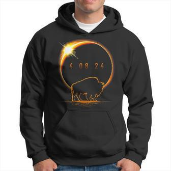 American Bison Buffalo Solar 2024 Eclipse Hoodie - Seseable