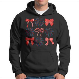 American Coquette Bow Patriotic Usa Flag Happy 4Th Of July Hoodie - Thegiftio UK