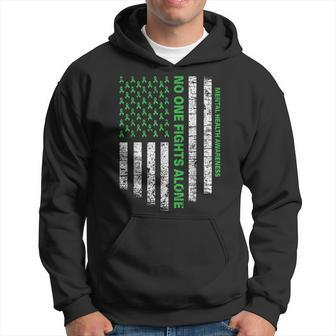American Flag Alone Mental Health Awareness No One Fights Hoodie - Monsterry