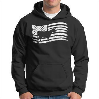 American Flag With Cow Vintage Look Hoodie | Mazezy
