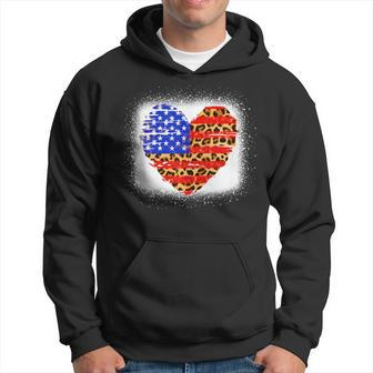 American Flag Heart 4Th Of July Usa Patriotic Bleached Hoodie - Monsterry AU