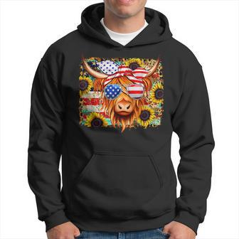 American Flag Highland Cow-Fourth Of July Cow Lover Cool Hoodie - Monsterry DE