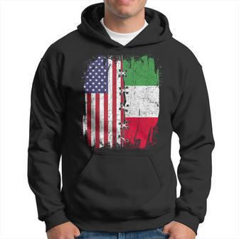 American Flag With Italian Flag Italy Hoodie | Mazezy