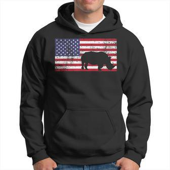 American Flag Rhino Rhinoceros 4Th Of July Usa Hoodie - Monsterry
