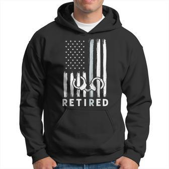 American Flag Thin Silver Line Retired Correction Officer Hoodie - Thegiftio UK