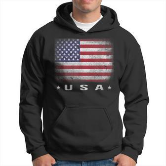 American Flag Usa July 4Th White Blue Red Faded Stripe Star Hoodie - Monsterry UK