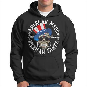 American Made With Genuine Mexican Parts Skull Hoodie - Monsterry