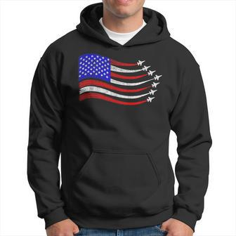 American Patriotic Fighter Jets Usa Flag Waving 4Th Of July Hoodie | Mazezy UK