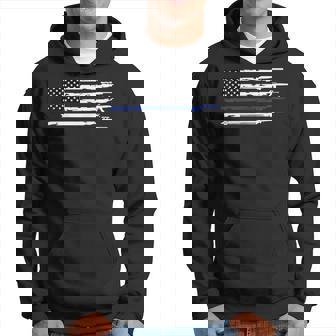 American Thin Blue Line Policía Escopeta Francotirador Akm Ar-15 Armas Sudadera - Regaloses