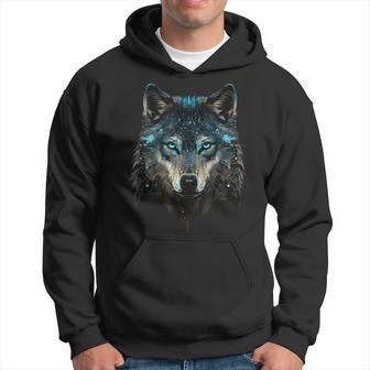 Animal Wolves Abstract Wolf Lover Howling Wolf Wolf Face Hoodie - Thegiftio UK