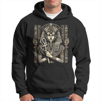 Antiker Ägyptischer Pharao Mit Ankh Und Kopfschmuck Hoodie - Seseable