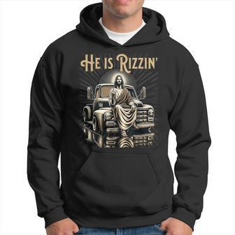 Antique Truck He Is Rizzin Jesus On Old Truck Hoodie - Monsterry AU