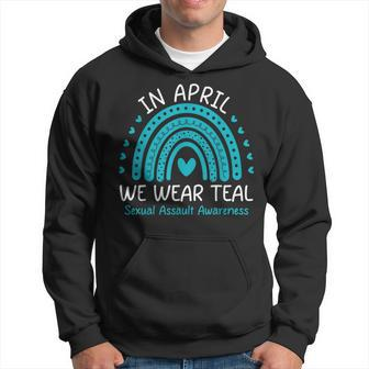 In April We Wear Teal Sexual Assault Awareness Month Hoodie - Seseable