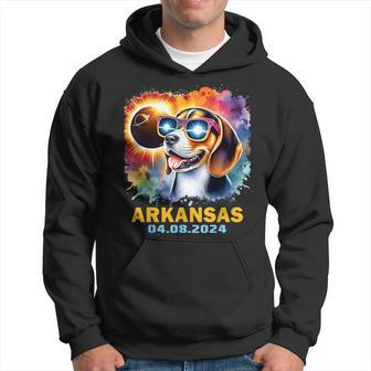 Arkansas Total Solar Eclipse 2024 Beagle Dog Colorful Hoodie | Mazezy