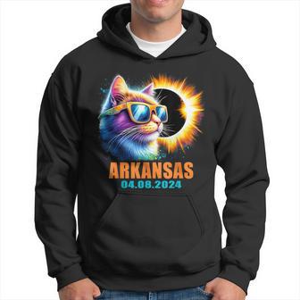 Arkansas Total Solar Eclipse 2024 Cat Solar Eclipse Glasses Hoodie - Seseable