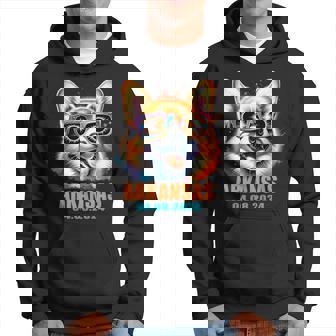 Arkansas Total Solar Eclipse 2024 Corgi Dog Eclipse Glasses Hoodie - Thegiftio