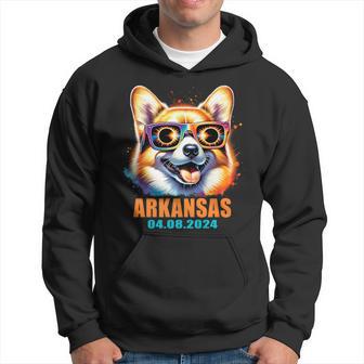 Arkansas Total Solar Eclipse 2024 Corgi Dog Eclipse Glasses Hoodie - Thegiftio UK