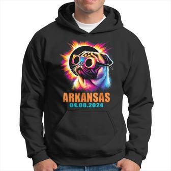 Arkansas Total Solar Eclipse 2024 Pug Dog With Glasses Hoodie | Mazezy